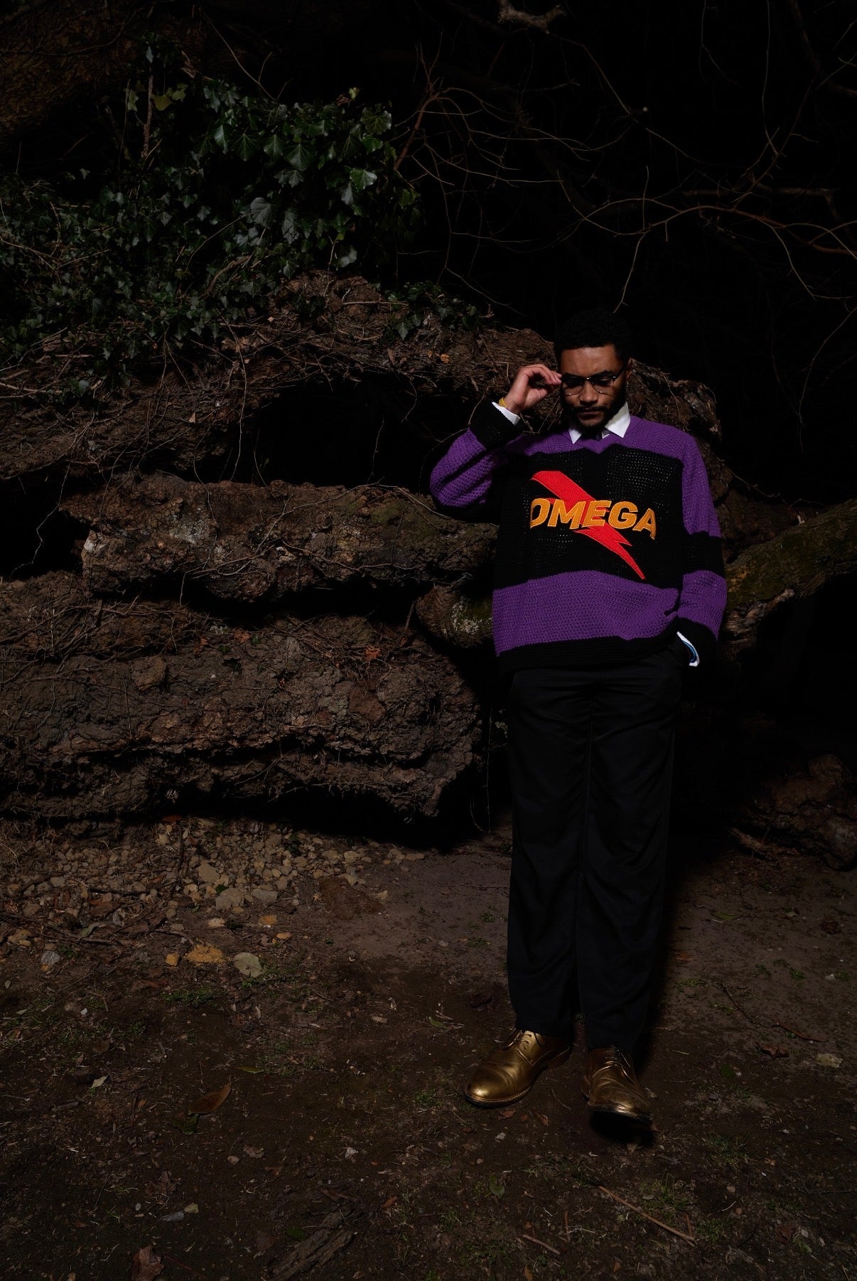 Black Omega Psi Phi Knitted Hockey Jersey