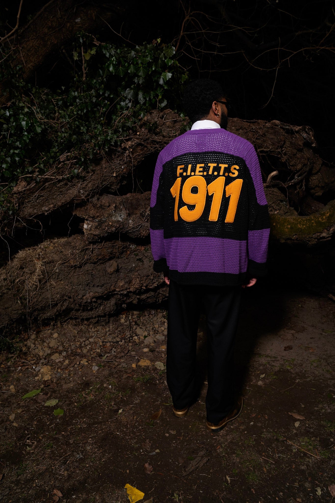 Black Omega Psi Phi Knitted Hockey Jersey
